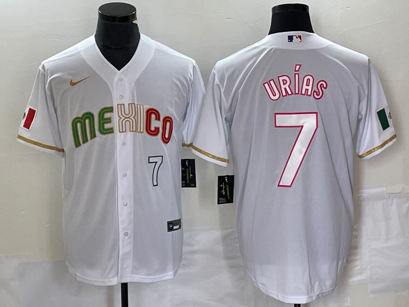 Men 2023 World Cub Mexico #7 Urias White Nike MLB Jersey style 7